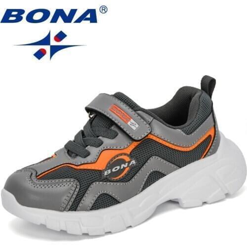 BONA 2020 New Designers Trendy Sneakers Children Mesh Tennis Breathable Sports Shoes Boys Casual Walking Footwear Girls Comfy