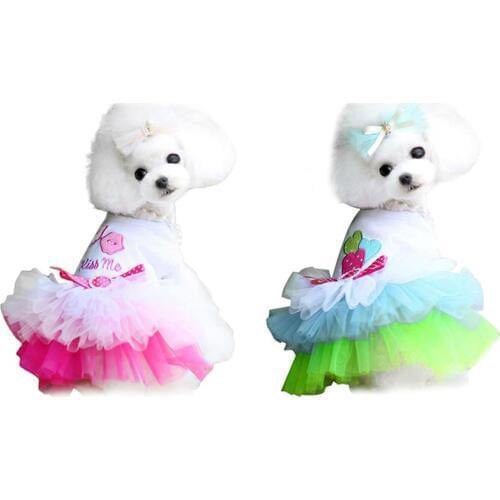 Hot Sale Summer Pet Dog Puppy Lip Dress Clothes T-shirt Breathable Lace Costume