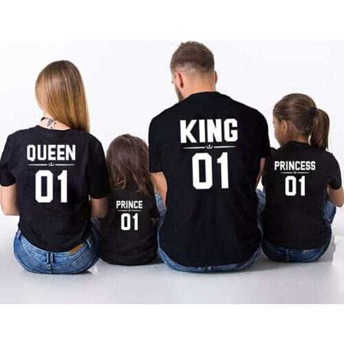 Fashion family t shirt matching clothes Father mother kids t shirt for matching family outfits mommy and me clothes king 01 07