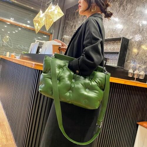 Fashion Sapce Padded Women Shoulder Bags Designer Quilted Handbags Luxury Pu Leather Crossbody Bag Large Tote Clutch Purses 2021