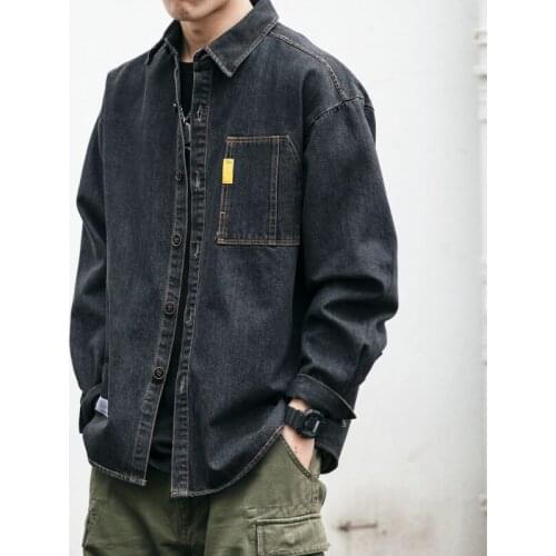 MOONBIFFY Mens Denim Shirts