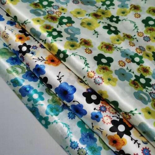 Soft Satin Sewing Fabric Print Ribbon Material Glossy Charmeuse Polyester Tilda Scarf Tissue