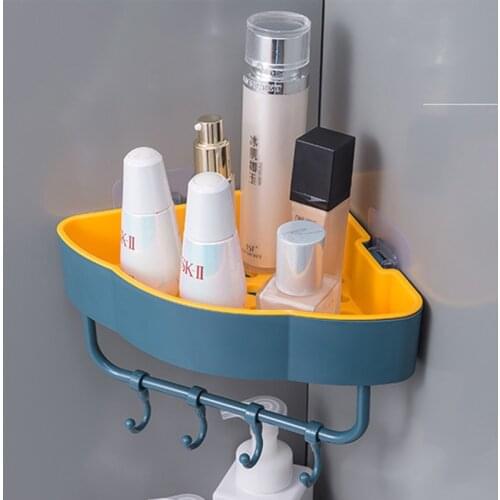 Free Punch Wall Corner Bathroom Shelves Shelf With Hook Bathroom Accessories Shampoo Shower Shelf Holder Storage Rack Organizer