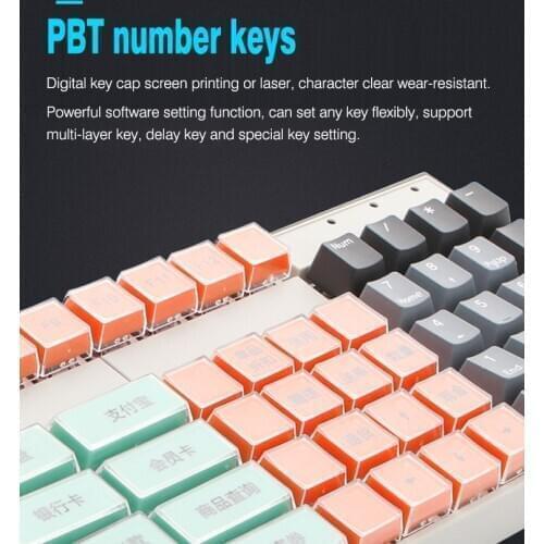 Desktop 105 Keys Programmable Keyboard With 1 Key 2 Key Dedicated Digital Keycaps KB105A