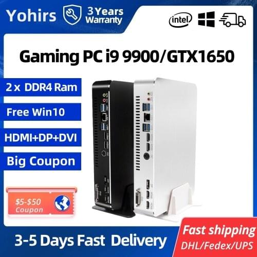 Desktop Level Gaming Mini Pc Core i9 9900 i7 9700F i5 9400F i3 9100F GTX 1650 4GB 2HDMI2.0 DVI DP 4K HTPC Mirco Computer AC WIFI
