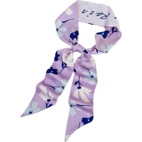 Small Strip Silk Scarf Hair Band Ladies Tie Hair Bevel Ribbon Tie Ponytail Ribbon Slender French Retro Scarf Head Rope