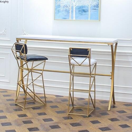 Nordic Home Bar Stools Coffee Bar High Table Chairs Golden Iron High Foot Long Table Against The Wall Barstools Bar Stool L