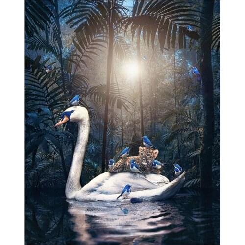 New Arrivals 5D DIY Full Round Diamond Painting White Swan & Bird 3D Embroidery Cross Stitch Rhinestone Mosaic Home Dector Y563