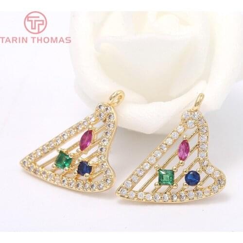 2PCS 12x18MM Hole 2MM 24K Gold Color Brass with Zircon Harp Charm Pendants for DIY Jewelry Making Findings Accessories