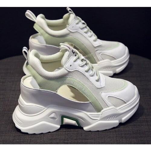 Ladies Sports Sandals Summer Hot Sale Mesh Breathable Comfortable Lace-Up Wedge Platform Casual Shoes Large Size 34-40