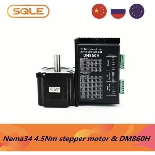 Nema34 open loop stepper motor 86HS78-4004A14-B35 4.5Nm 1.8 angle step current 5.5A with 14mm shaft & DM860H Microstep driver