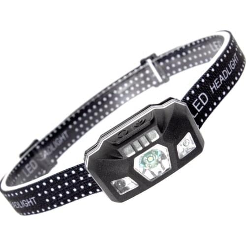 Led Mini Sensor Head Lamp Torch USB Rechargeable Waterproof Headlight with Power Indicator Ultra Light for Camping Fishing