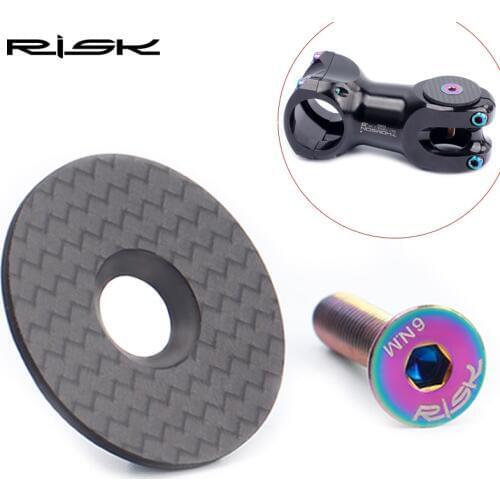 Risk RA112 Mountain Road Bike Bicycle Carbon Fiber Cycling Headset Stem Top Cap M6x30mm Titanium Bolt For 28.6/31.8 Front Fork