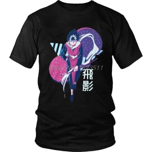Tvoe Mens Vintage Yu Hakusho T-Shirt Funny Manga Hiei Tshirt Short Sleeve Hip Hop T Shirt Cotton Graphic Tee Gift