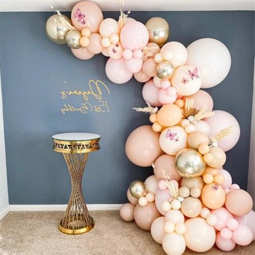 105Pcs/set Pink Skin Color Balloons Garland Kit Macaron Pastel Pink Ballons Globos for Wedding Birthday Party Background Decor