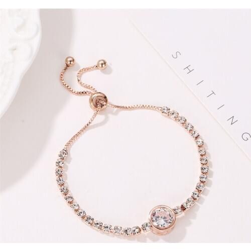 Woman Rhinestone Zircon Heart Chain Bracelet Elegant Women Adjustable Jewelry