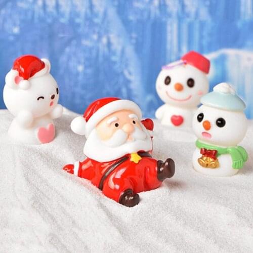 1Pcs Santa Claus Snowman Cute Couple Miniature Christmas Crystal Ball Ornament DIY Miniature Garden Bonsai Crafts Decoration