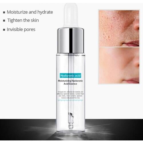 15ml Face Essence Transparent Moisturizing Natural Extract Hyaluronic Acid Anti-Aging Shrink Pore Face Serum for Blackhead