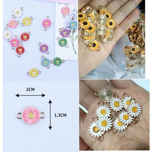 10pcs Enamel Daisy Sunflower Butterfly Charm Bracelet Earrings DIY Jewelry Pendants For Woman Handicraft Making Connectors