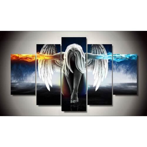 5 Pieces/set Angeles Girls Anime Demons Canvas Painting ChildrenS Room Decoration Print Canvas Pictures Frame DC1-100 (50)