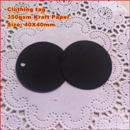 500PCS 40X40mm black paper circular tags Black Kraft Paper Hang Tags