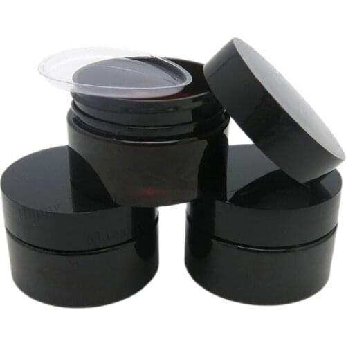 60 x 30g Portable Dark Amber empty PET skin care cream jar with plastic lids with Insert 1oz Cosmetic container