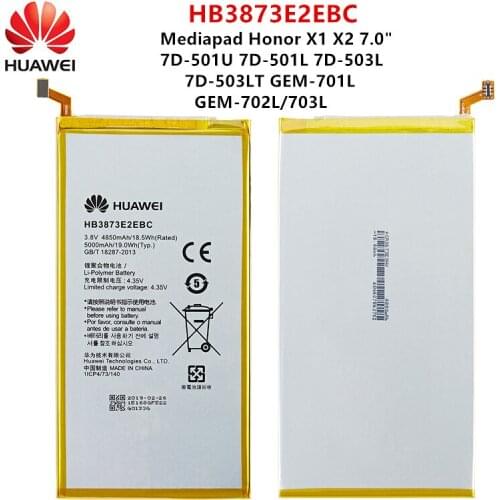100% Orginal Huawei HB3873E2EBC 5000mAh Battery For Mediapad X1 X2 7.0"/7D-501U 7D-501L 7D-503L 7D-503LT GEM-701L/702L/703L