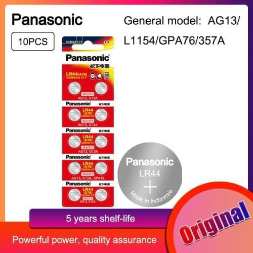 10Pcs/1Packs PANASONIC LR44 A76 AG13 0%Hg SR1154 357 LR 44 1.5V Cell battery batteries For calculator 0%Hg