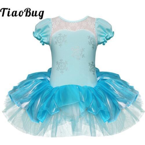 TiaoBug Children Girls Ballet Tutu Dress Flower Snowflake Sequins Ballet Leotards Kids Princess Stage Performance Dance Costumes