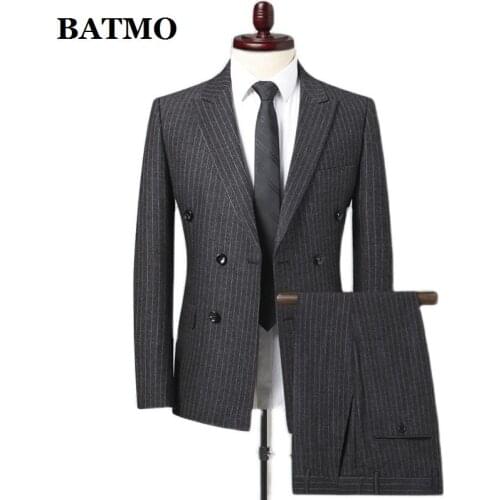 BATMO 2021 New arrival high quality striped casual suits men,mens wedding dress,plus-size M-XXXL 888