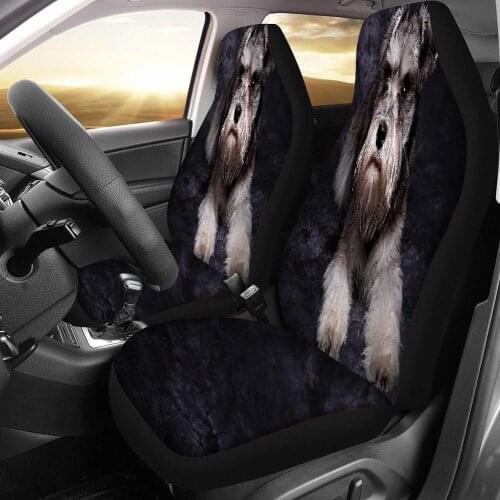 INSTANTARTS Car Seat Covers Black Schnauzers Cute Animal Dog Universal Size for Most Car Auto Interior Mat Pad Accessories Front