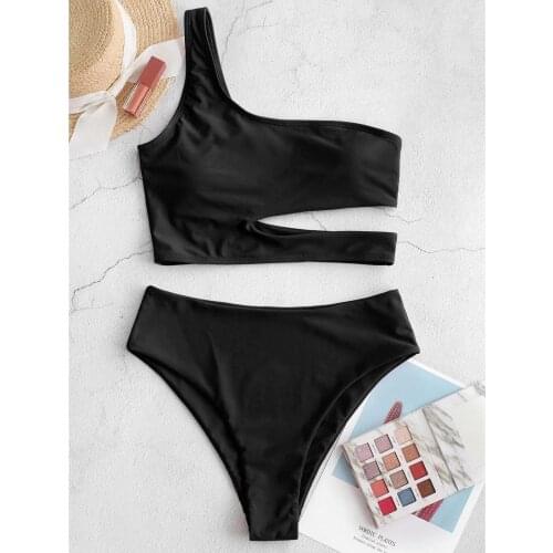 Cooeverly Black Two-piece Swimwear