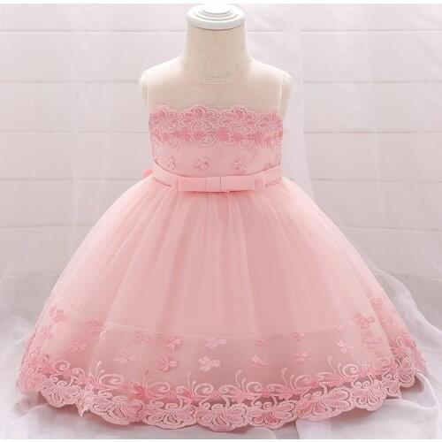 Christening Princess Toddler Birthday Party Ball Gown Dress Baby Girl Summer Lace Flower Cute Newborn Children Baptism 1 Year