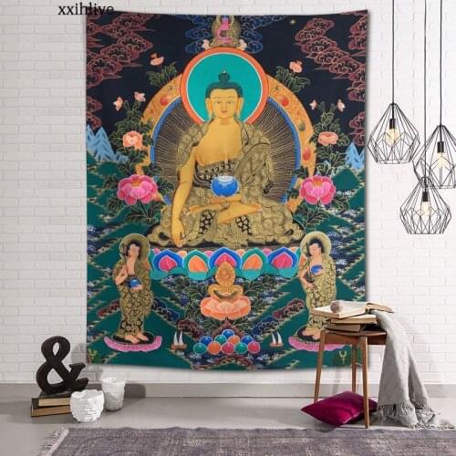 Custom Tapestry Buddha Printed Large Wall Tapestries Hippie Wall Hanging Bohemian Wall Art Decoration Room Decor 100x150cm