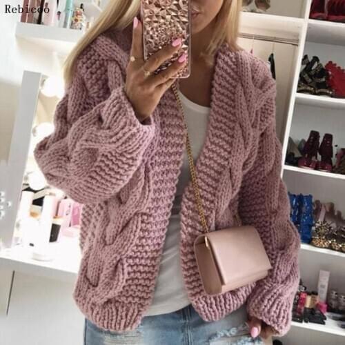 Sweater Knitted Cardigan V Neck Long Sleeve Oversized Women Solid Long-sleeved Hooded Long Paragraph Autumn and Winter 5 Color