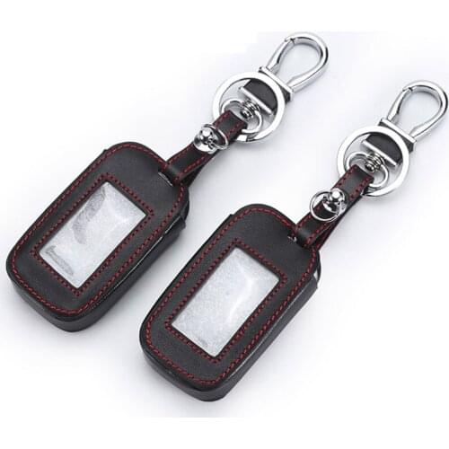 Leather Key Cover For Starline E90 E91 E60 E61 E62 LCD Remote Control Only Two Way Car Alarm Keychain Case