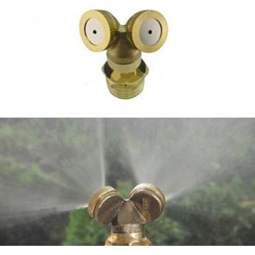 Creative Sprayer Adjustable Brass Agricultural Mist Spray Nozzle Garden Irrigation System Double Nozzle Atomizing Nozzle