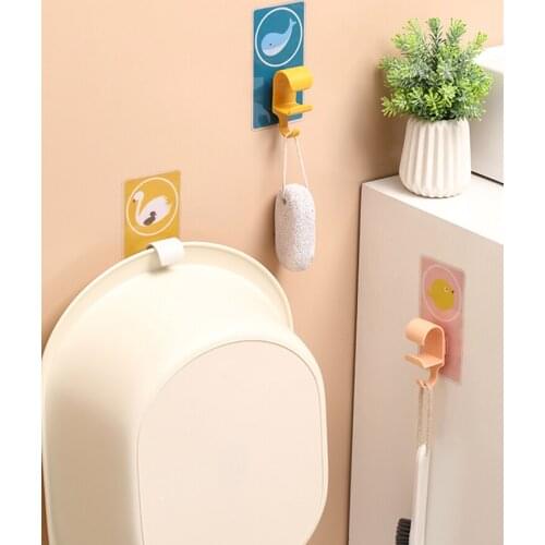 Washbasin door hook free drilling creative strength Seamless stick hook bathroom wall-hung bidet storage rack Penjia