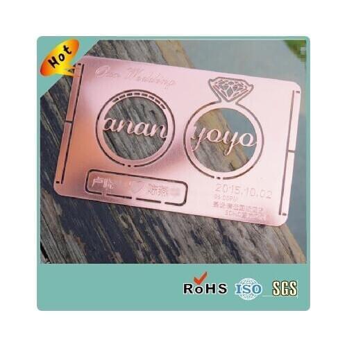 Metal Business Card Membership Card Customized Plating Rose Gold Matte Wedding Invitation