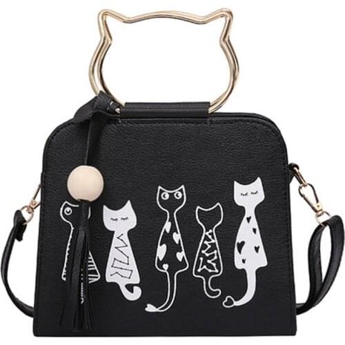 Fashion Cat Ring Crossbody bags for women Shoulder Bag Animal Messenger Bag Women Handbags Cute Cat Pattern Print bolsa feminina