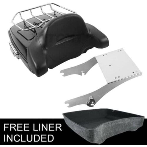 Motorcycle 10.7" Chopped Trunk Backrest Top Rack Mount For Harley Tour Pack Touring Road King Electra Glide Road Glide 1997-2008