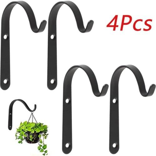 4PCS Garden Plant Wall Mounted Metal Hanging Bracket Decorative Plant Hanger Outdoor Wall Garden Hook For Bird Feeders Planters