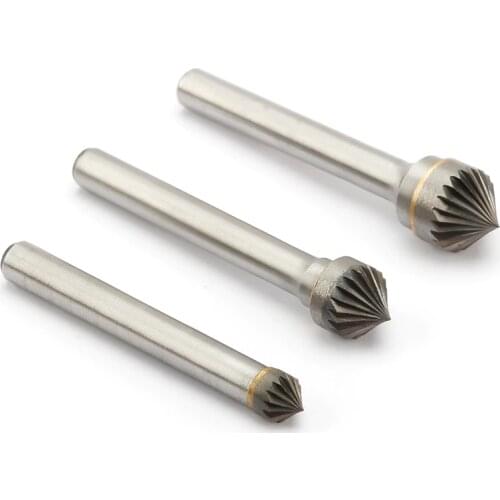 Noreturn 1pcs Alloy Hard Metal Grinding Head Wood Carving Tungsten Steel Rotary File Milling Cutter K Type File 90° Conical File