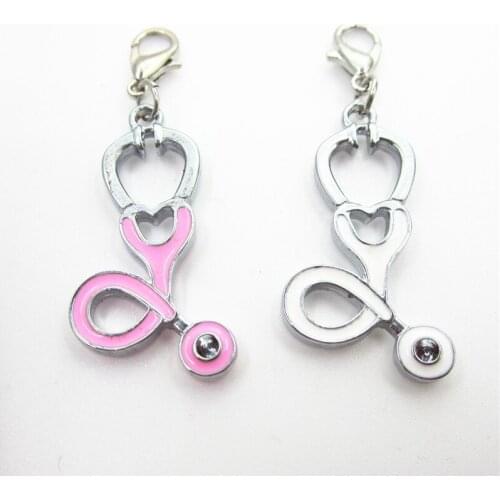 New design 20pcs Medical Stethoscope Lobster Clasp Dangle Charms DIY Bracelet Necklace Jewelry Accessory Floating Hanging Charms