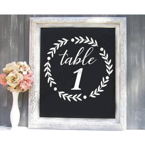 Custom Wedding Table Number Decal Sticker Laurel Wreath Decal Reception Wall Sticker B289