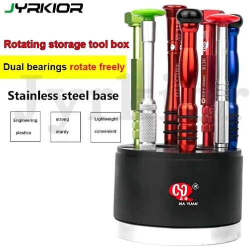 360° Rotating Staniless Steel Base Storage Box Screwdriver Tweezers Repair Tools Deposit Desktop Organizer Storage Rack