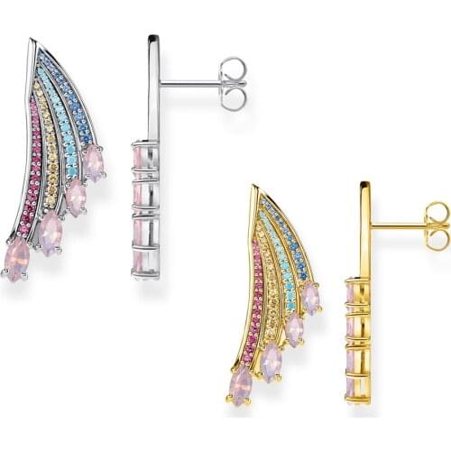 Rainbow Hummingbird Wings Stud Earrings Women 925 Sterling Silver Gold Color Ear Stud Good Jewelry for Men Good Luck Gifts 2021