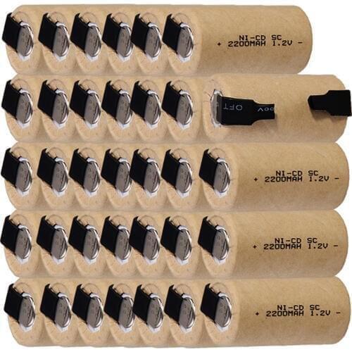 Real capacity ! 34 pieces SC battery 1.2V NICD 2200mah batteries for electric drills power tools COLOR RANDOM