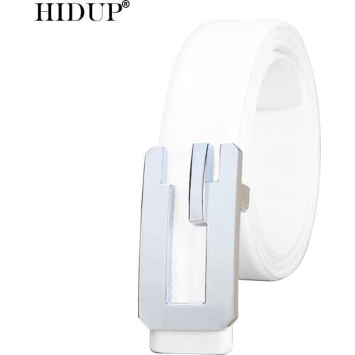 HIDUP High Quality Soft Genuine Leather Strap Belt Fashion Design Slide Buckle Metal Style Belts for Men 3.3cm Width LUWJ765
