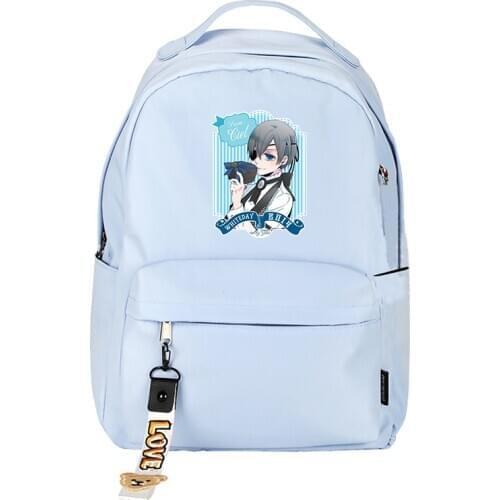 Hot Anime Black Butler Ciel Phantomhive Printing Backpack Cartoon Women Bagpack Nylon Daypack Pink School Bags Rugzak